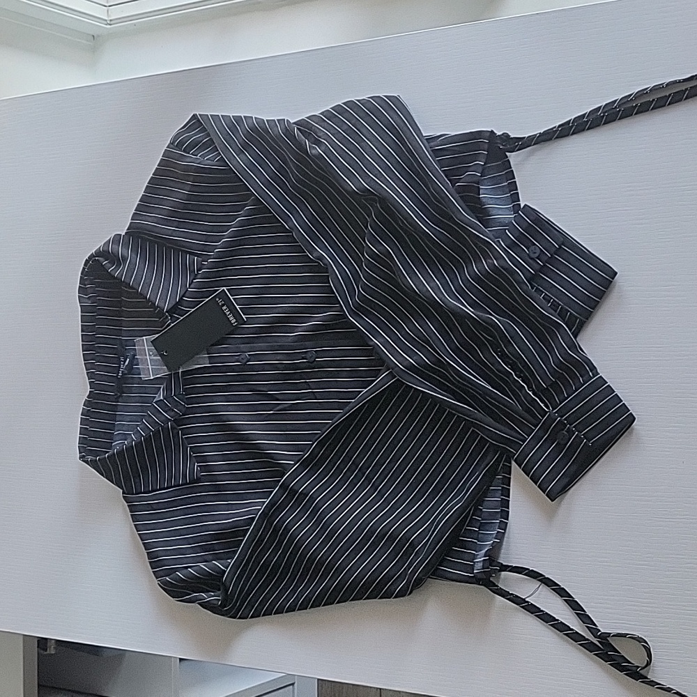 NWT Pinstripe Cropped Blouse